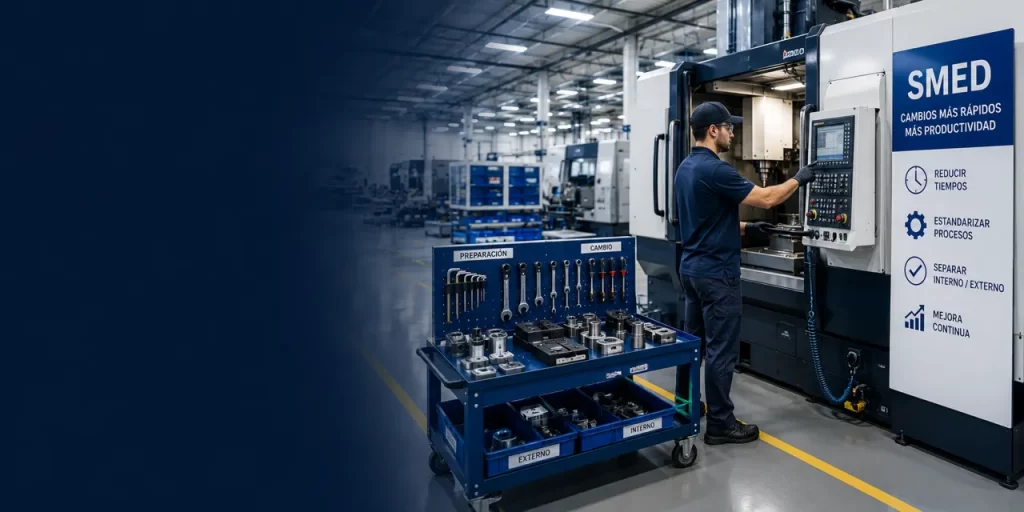 Aplicación de SMED para reducir tiempos de cambio y preparación de máquinas en un proceso industrial