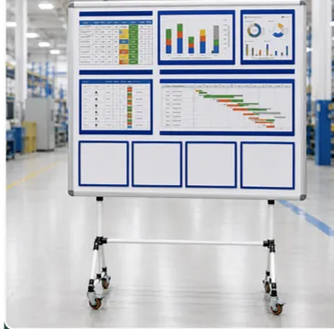 Tablero de gestión visual para indicadores de calidad, defectos y acciones correctivas