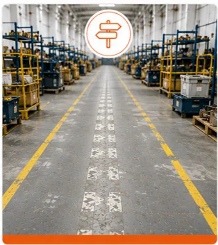 Pasillo industrial con necesidad de identificación de zonas y gestión visual mediante 5S