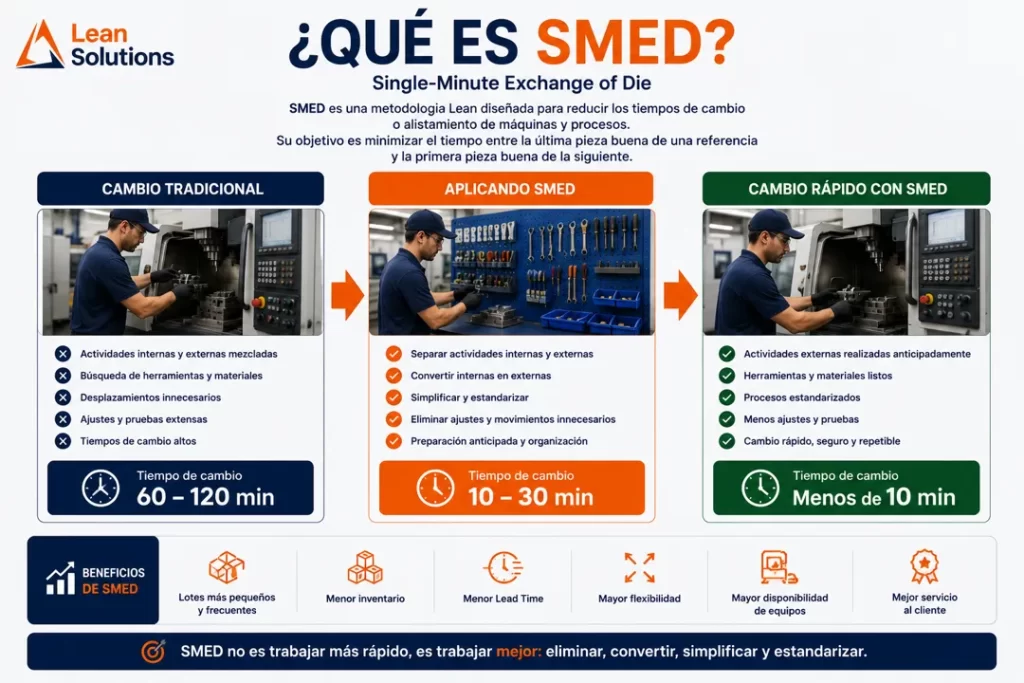 Qué es SMED y cómo reducir los tiempos de cambio y alistamiento