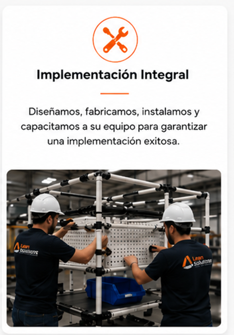 Equipo técnico de Lean Solutions realizando la instalación de una solución industrial modular en las instalaciones del cliente.